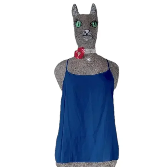 See By Chloe Sheer Navy Ruffle Blouse w/ Cami Top Boho Romantic Medium - Picture 8 of 17